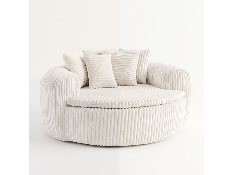  Pouf lounge côtelé en velours côtelé beige avec assise profonde et 5 coussins pour... IKSETERA TRADING LTD - Conforama A
