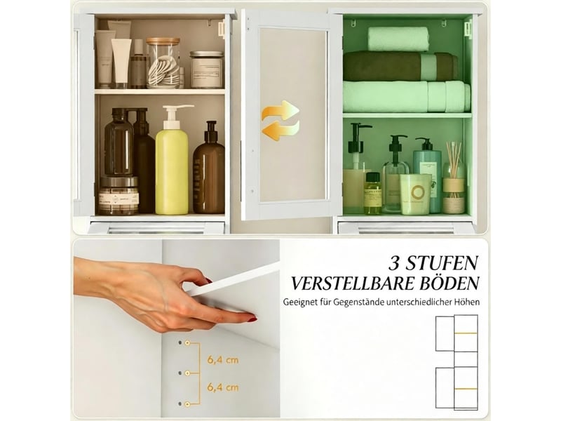  Colonne de salle de bain 2 portes 1 tiroir en mdf et verre blanc 40 x 31 x 170 cm  - Conforama E