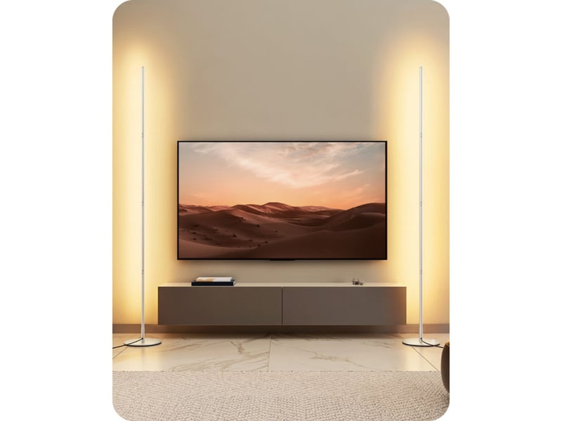  Lampadaire led 2 pieces dimmable 3000k avec interrupteur au pied 146 cm argent 370618_AAAYE92635_6_DROPFR - Conforama A