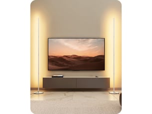 Lampadaire led 2 pieces dimmable 3000k avec interrupteur au pied 146 cm argent