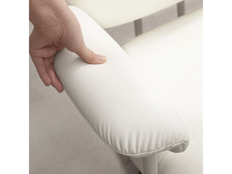  Fauteuil de bureau blanc en cuir régénéré, inclinable et réglable en hauteur avec repose-pieds confortable  - Conforama D