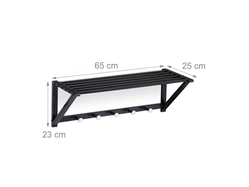  Porte-manteaux mural moderne avec rangement pratiques 60 x 25 x 20 cm en métal noir 13_0008545  - Conforama B