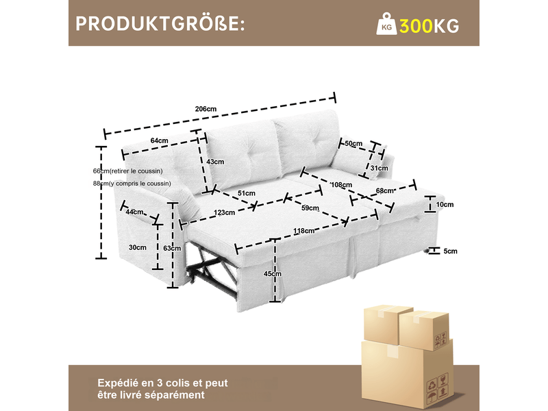  Canapé d'angle convertible réversible en velours côtelé beige avec rangement 206 x 108 x 66-88 cm pour salon 206x108x66cm - Conforama C
