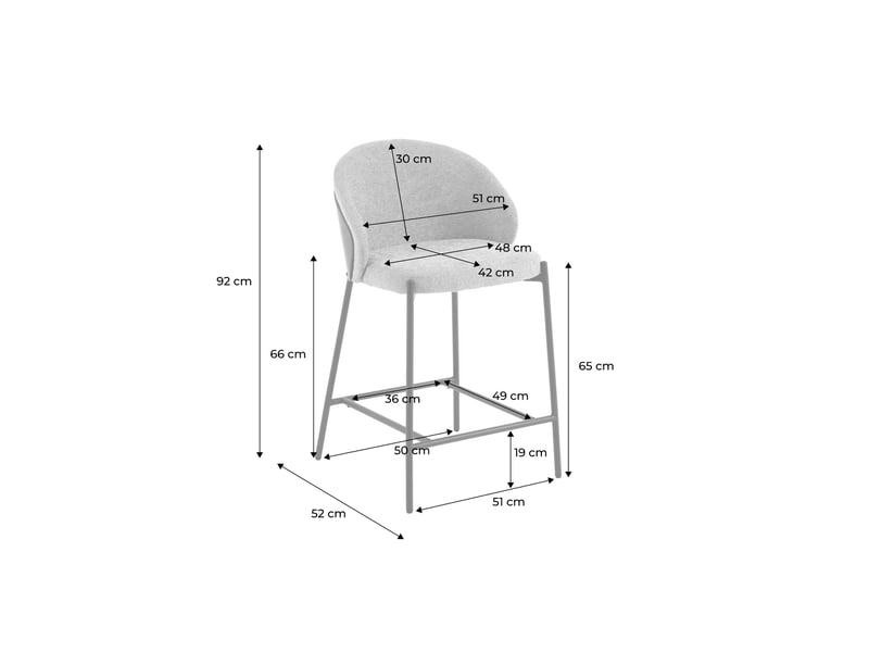  Lot de 2 tabourets de bar bois de peuplier teinté noyer. Acier noir et tissu texturé kaki - paul  - Conforama D