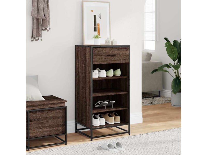  Étagère à chaussures chêne marron 48x38x97,5 cm bois ingénierie shl4907  - Conforama C