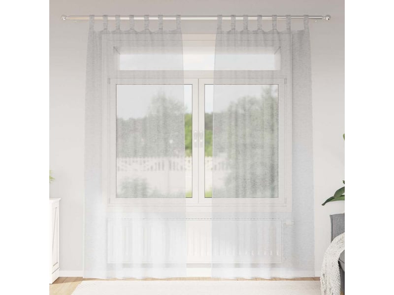  Lot de 2 rideaux en voile, voilage gris clair 245 x 140 cm polyester cf43917  - Conforama B