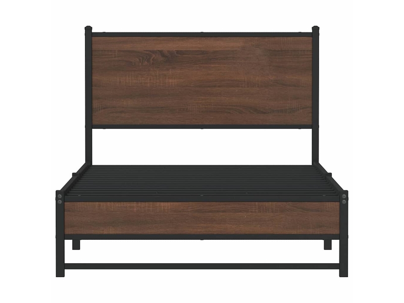  Lit simple- lit adulte -  cadre de lit en métal sans matelas chêne marron 100x200 cm  - Conforama D