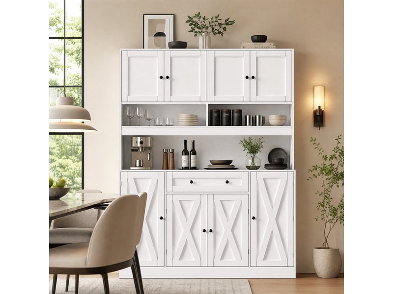 Meuble de cuisine muvano, buffet de cuisine avec plan de travail et prise électrique, 140 × 40 × 185 cm - Conforama C