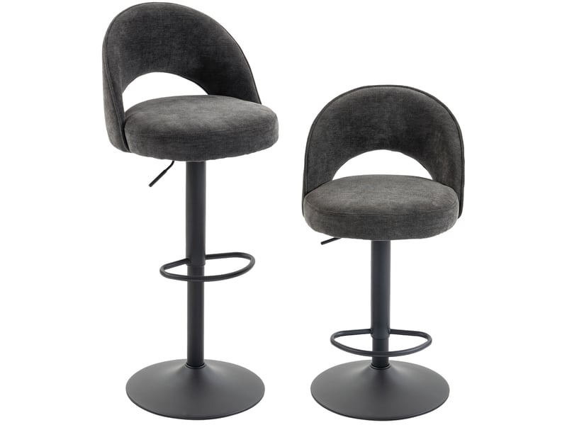  Ensemble de 2 tabourets de bar, réglables en hauteur et pivotants, pour comptoir, gris foncé  - Conforama A