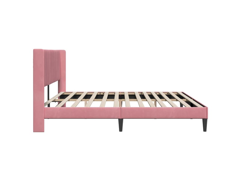 Lit double- lit adulte - cadre de lit avec tête de lit rose 180 x 200 cm velours - Conforama D