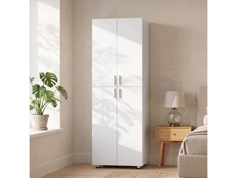 Armoire à 4 portes, 180 cm, blanche  - Conforama C