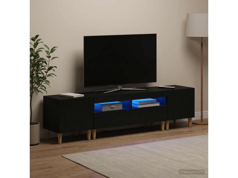 Ensemble de 3 meubles tv - banc tv - meuble de rangement led arnhem 3 pcs noir bois d'ingénierie - Conforama B