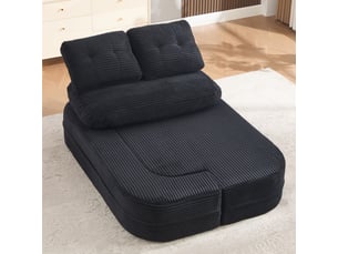 Canapé modulable convertible 2-en-1 velours 165x97x61 cm, fauteuil-lit avec fonction couchage, accoudoirs réglables, porte-gobelets intégrés, dossier haut et assise profonde - nior