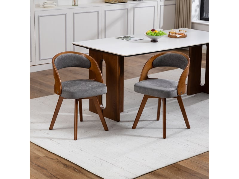  Lot de 2 chaises de salle à manger pivotantes,44x41x75 cm,lin,gris  - Conforama B