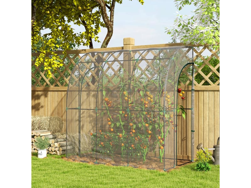  Serre de jardin adossée, serre de balcon, bâche renforcée pvc, 2 portes enroulables, 214 x 118 x 212 cm, transparent  - Conforama C
