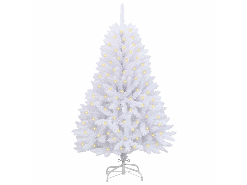  Sapin de noël - arbre de noël artificiel 150 led pvc et acier blanc  - Conforama C