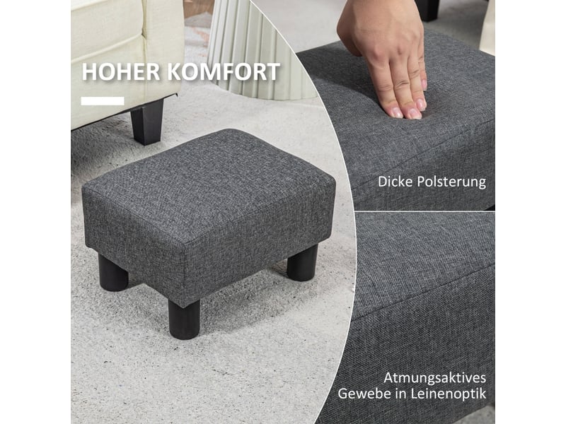  Tabouret aspect lin, repose-pieds moderne, pouf pour chambre à coucher, salon, gris foncé 833-666V80CG - Conforama D