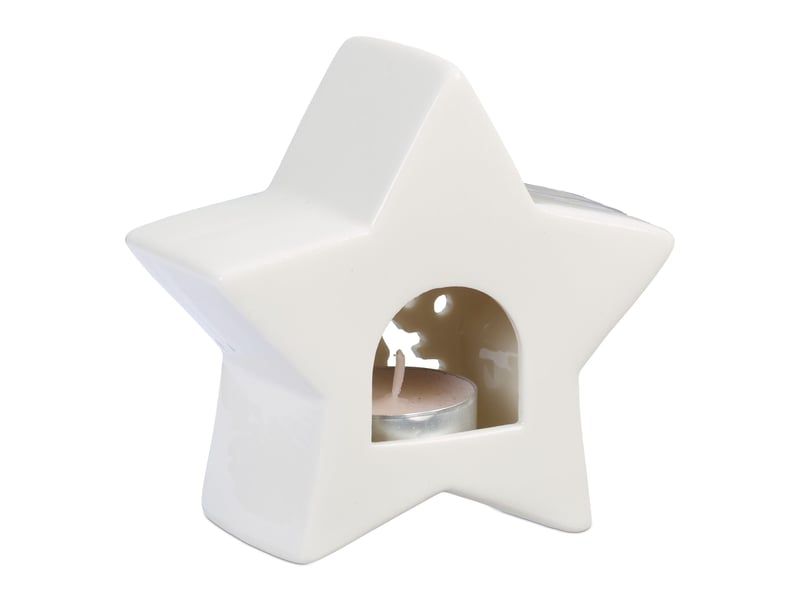  Photophore en forme d'étoile décoration intérieur ambiance cosy 15 x 15 x 15 cm en céramique blanche 13_0015170  - Conforama C