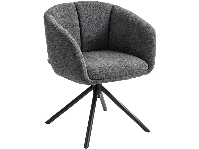  Fauteuil d'accent pivotant 58.5x59x78.5cm – fauteuil lounge individuel avec assise 360° et pieds en métal – polyester - anthracite  - Conforama A