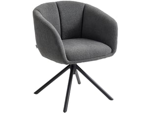 Fauteuil d'accent pivotant 58.5x59x78.5cm – fauteuil lounge individuel avec assise 360° et pieds en métal – polyester - anthracite