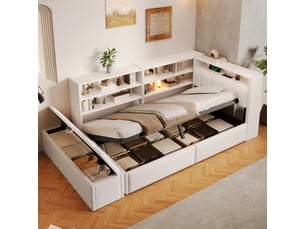 Lit banquette 90x200 cm <strong>SAPGAKS</strong> <strong></strong> coloris blanc