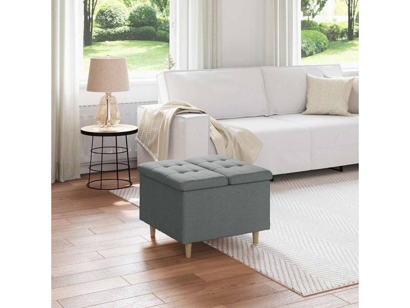 Ottoman, repose pied salon avec rangement gris foncé 60x60x45 cm tissu - Conforama B