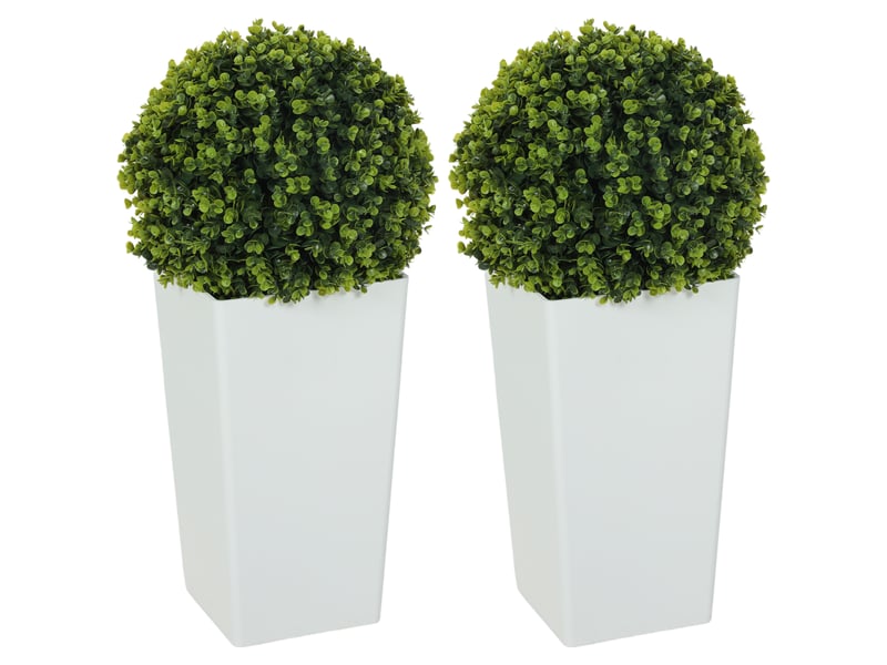  Lot de 2 boules d'eucalyptus artificiel, plante artificielle de 65 cm avec protection uv, 330 feuilles en pot, verte  - Conforama A
