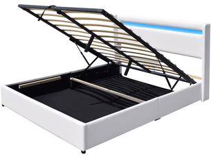 Lit coffre 120x190cm KING OF DREAMS  litclementinekodblanc120x190 coloris blanc