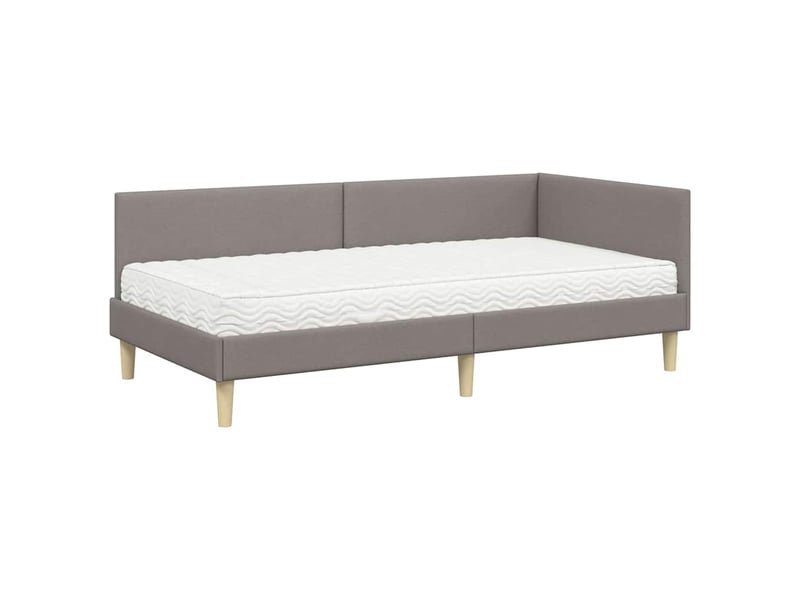  Cadre de lit d'angle | lit simple | lit adulte avec matelas autre 2 pcs taupe tissu 100x200 cm  - Conforama E