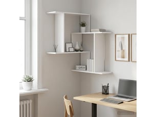Étagère murale, étagère suspendue blanc 67 x 67 x 87 cm bois d'ingénierie cf42042