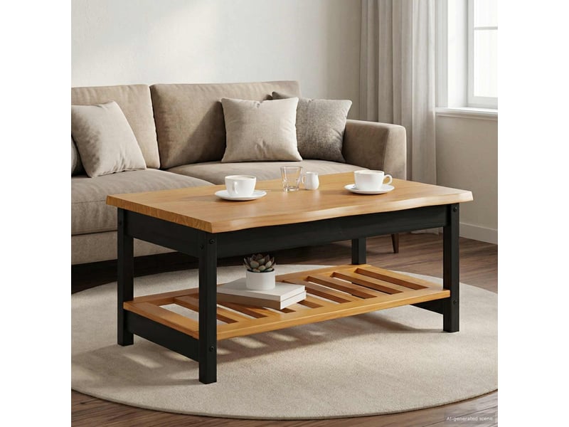  Table basse - table de salon - table à thé ekai noir 100 x 60 x 45,5 cm bois de pin massif  - Conforama B