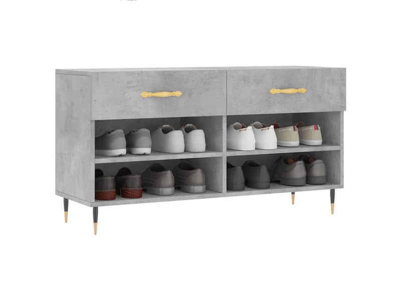  Banc à chaussures, meuble à chaussures gris béton 102x35x55 cm bois d'ingénierie shl2519  - Conforama D