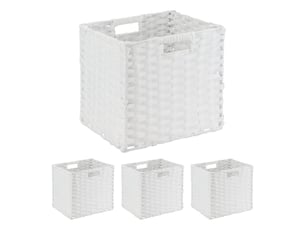 Lot de 4 paniers de rangement carré polyvalents salon salle de bain 31 x 32 x 30 cm en pp beige 13_0016656