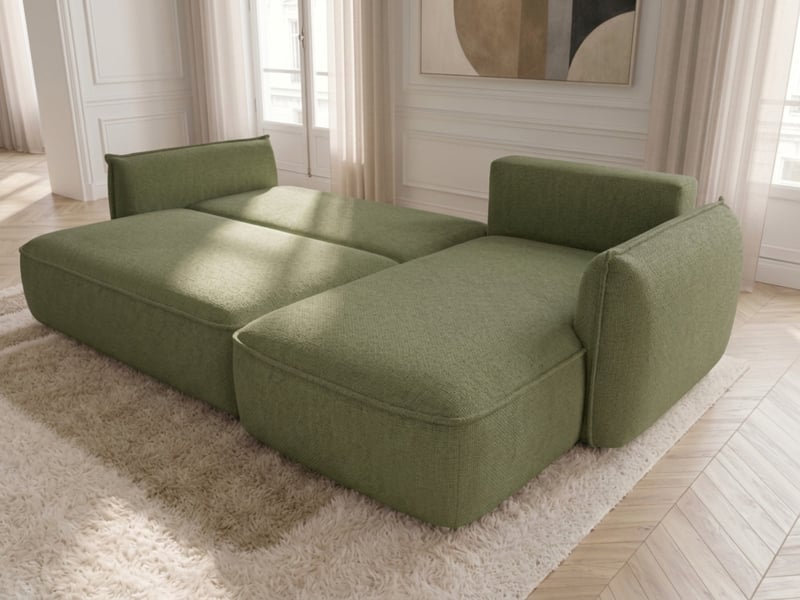 Bobochic canapé d'angle convertible réversible esmee tissu chenille vert réversible ESMEE - Conforama D