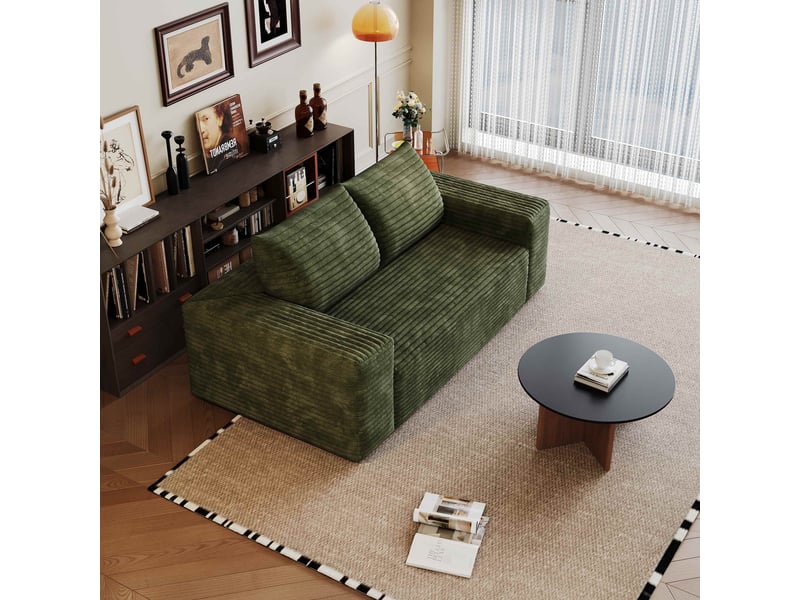 Canapé modulable compressé 180x90x83 cm, assise profonde, velours côtelé, sans montage, mousse haute élasticité pour salon - vert - Conforama D