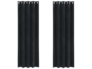 Lot de 2 rideaux, rideaux de fenêtre noir 140 x 245 cm velours cf44098