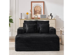 Chaise longue convertible 2 places en fausse fourrure, fauteuil nuage avec porte-gobelets