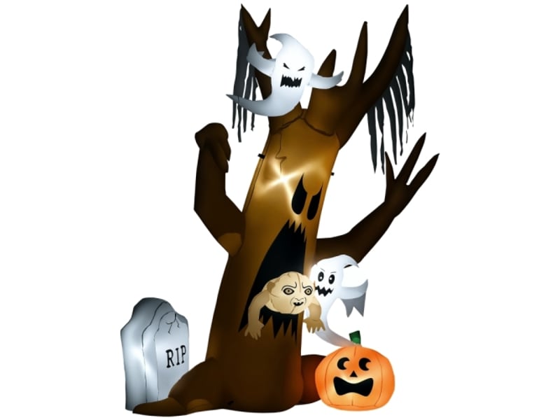  Arbre fantôme gonflable halloween 240 cm, éclairage led, gonflage automatique, décoration extérieure  - Conforama A
