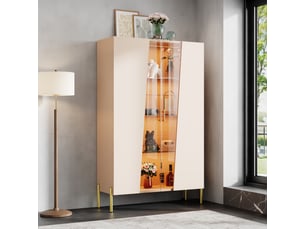 Vitrine coloris beige COVREO - 72 cmx145 cm