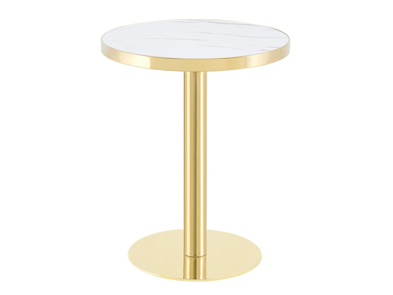 Table d’appoint ronde 60x60x74 cm effet marbre blanc et cadre doré - Conforama A