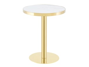 Table d’appoint ronde 60x60x74 cm effet marbre blanc et cadre doré