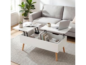 Table basse rectangulaire coloris blanc <strong>VOXON</strong> <strong></strong> - 50 cmx100 cm