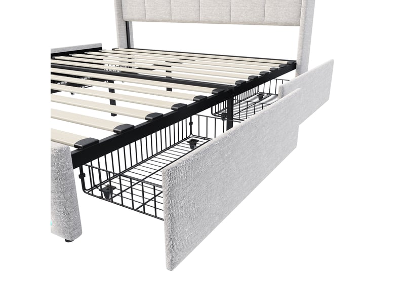  Lit avec rangement 140x200 cm coloris beige  - Conforama E