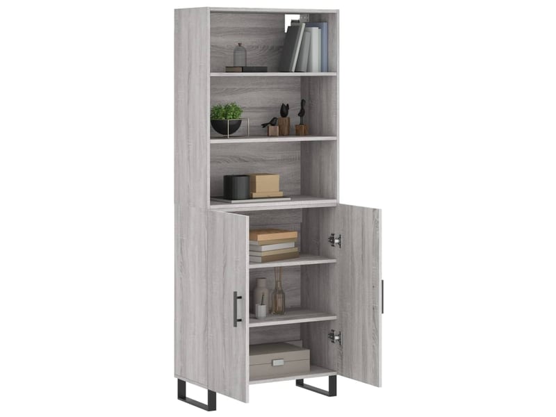  Buffet haut - bahut - meuble de rangement sonoma gris 69,5x34x180 cm bois d'ingénierie  - Conforama C