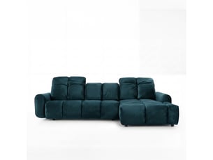 Canapé convertible angle droit anacapri en velours bleu pétrole - 3 places