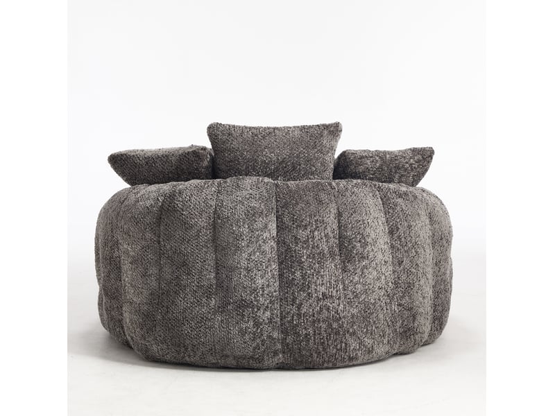  Fauteuil lounge mousse polyester gris, avec pouf, coussin inclus 190,5x138x63 cm  - Conforama E