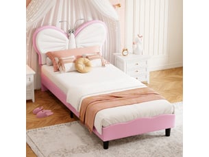 Lit avec rangement 90x190 cm coloris rose