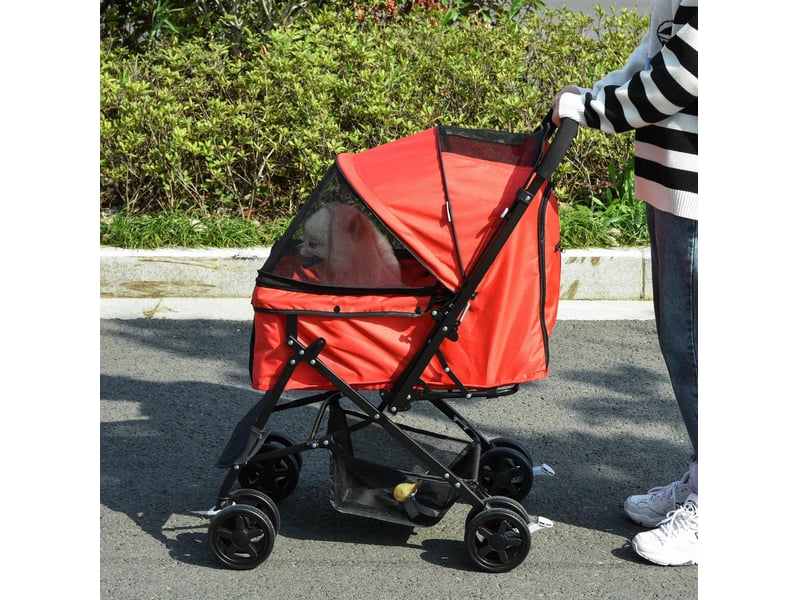  Poussette pour  compacte 76,5 x 52 x 95 cm – rouge – pliable avec roues pivotantes et freins arrière  - Conforama B
