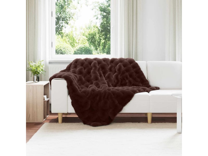  Couverture décorative, couverture antidérapante en fausse de lapin olite camel shl73156  - Conforama B