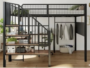 Lit mezzanine 140x200 cm <strong>SEYAKANY</strong>  <strong></strong> coloris noir